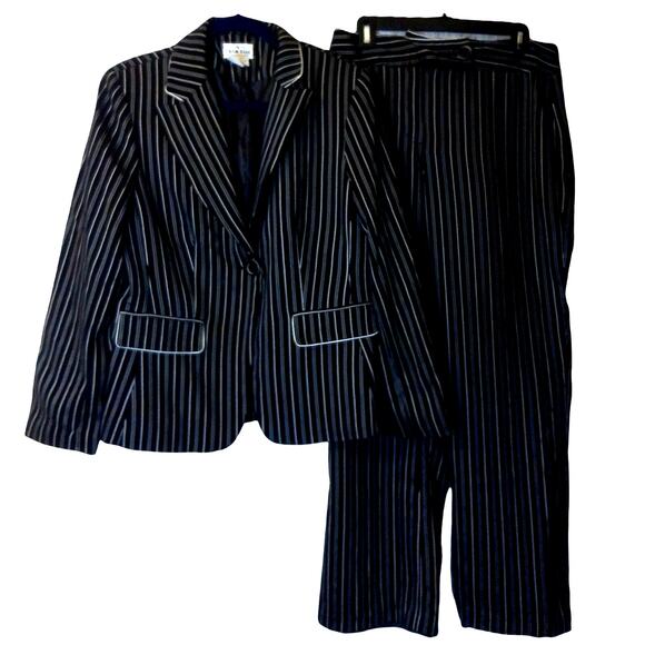 Vintage Chancelle Black And White Striped Pants Suit Set Size 8 - Picture 1 of 6